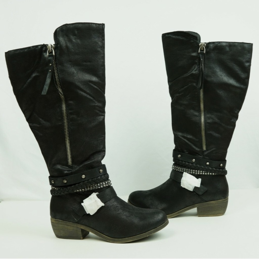 SO Black Over-the-Knee Zip & Buckle Riding Boots - Picture 2 of 5
